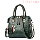 Bolsa Feminina de Couro Com Design Crocodilo