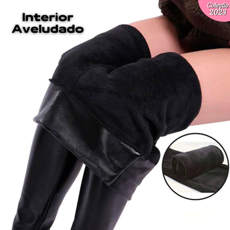 Calça de Couro Aveludada