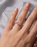 Anel de Prata Rose com Pedras Rosa