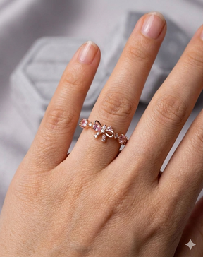 Anel de Prata Rose com Pedras Rosa