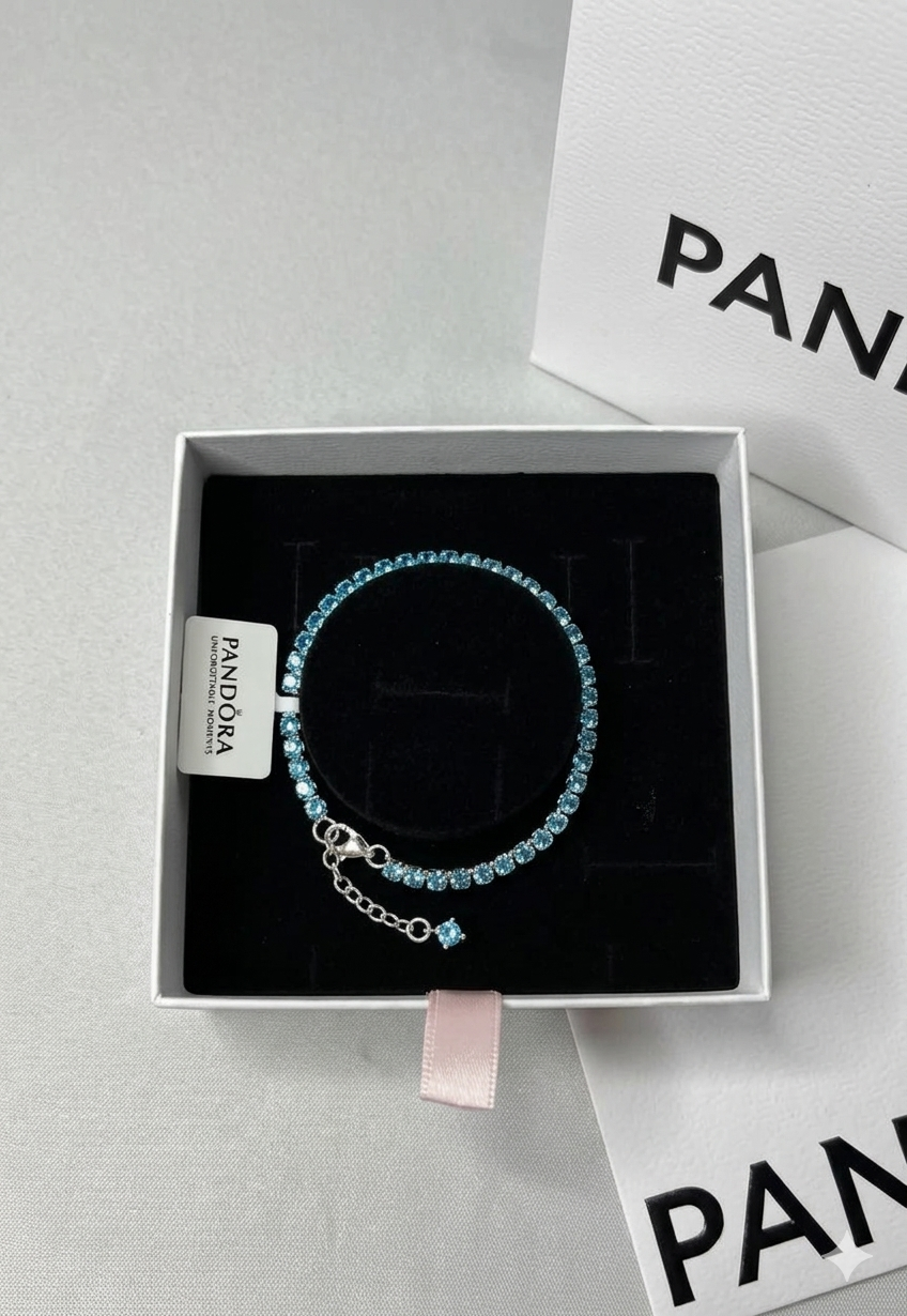 Pulseira Riviera Prata com Pedras de Zircônia Azul