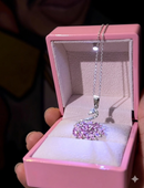 Colar Cisne de Prata com Cristais Rosa