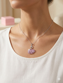 Colar Cisne de Prata com Cristais Rosa