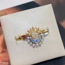 Conjunto Anel Sol e Lua Ajustável Feminino