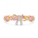 Anel de Prata Rose com Pedras Rosa
