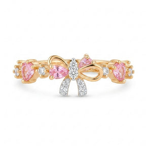 Anel de Prata Rose com Pedras Rosa