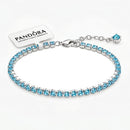 Pulseira Riviera Prata com Pedras de Zircônia Azul