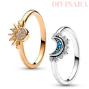 Conjunto Anel Sol e Lua Ajustável Feminino